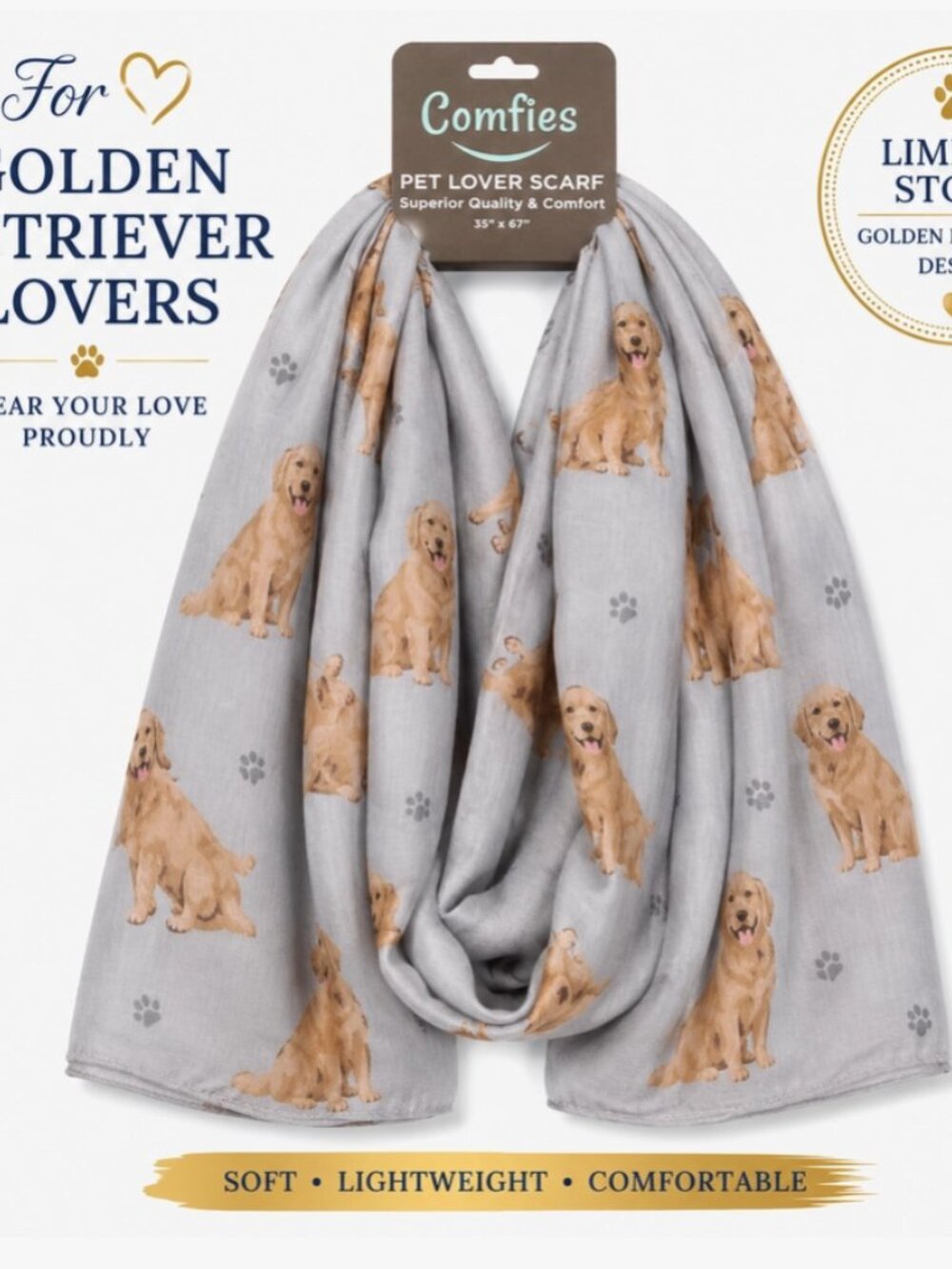 comfies golden retriever scarf 35" X 67"